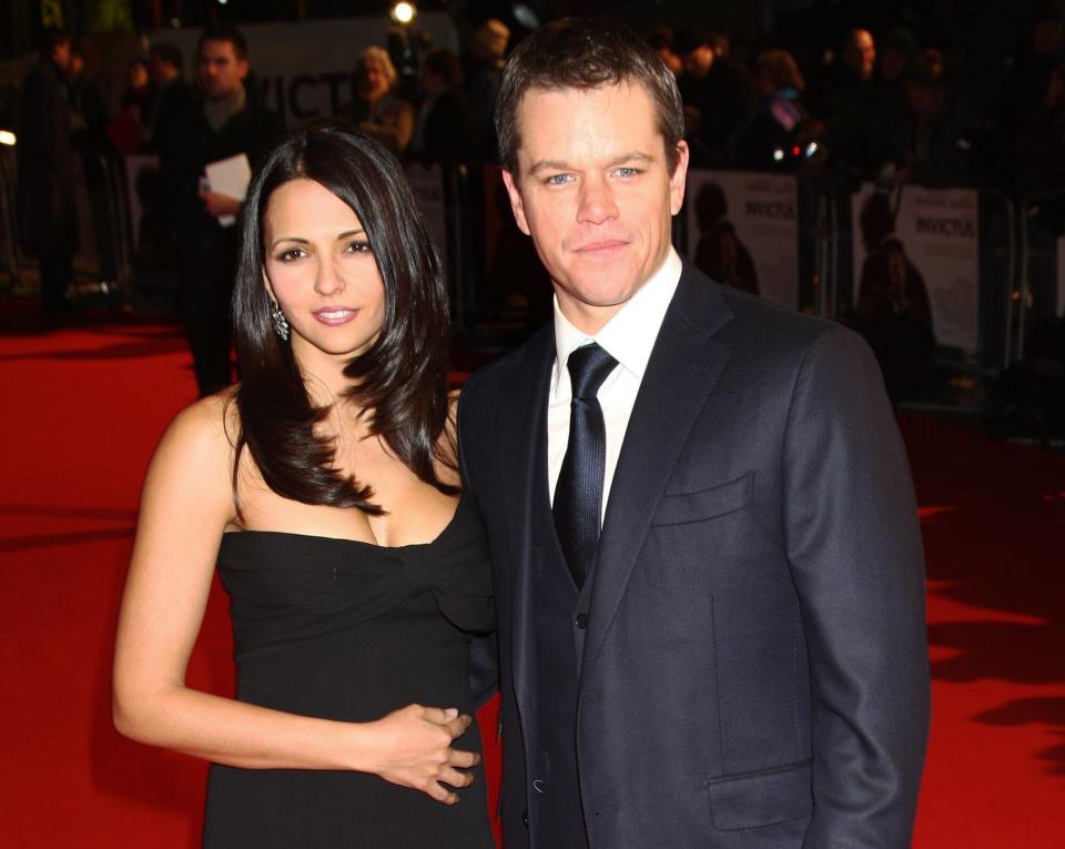 Matt Damon and Luciana Damon attend the UK premiere of Invictus held the at The Odeon West End on January 31, 2010 in London, England