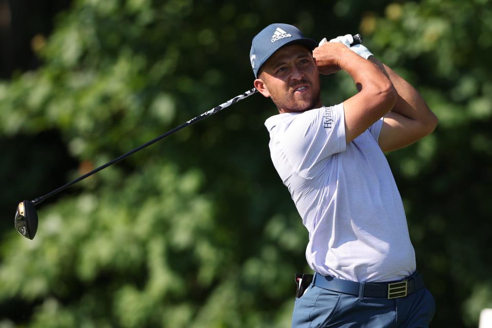 Xander Schauffele tees off during the final round of last year's Travelers Championship.