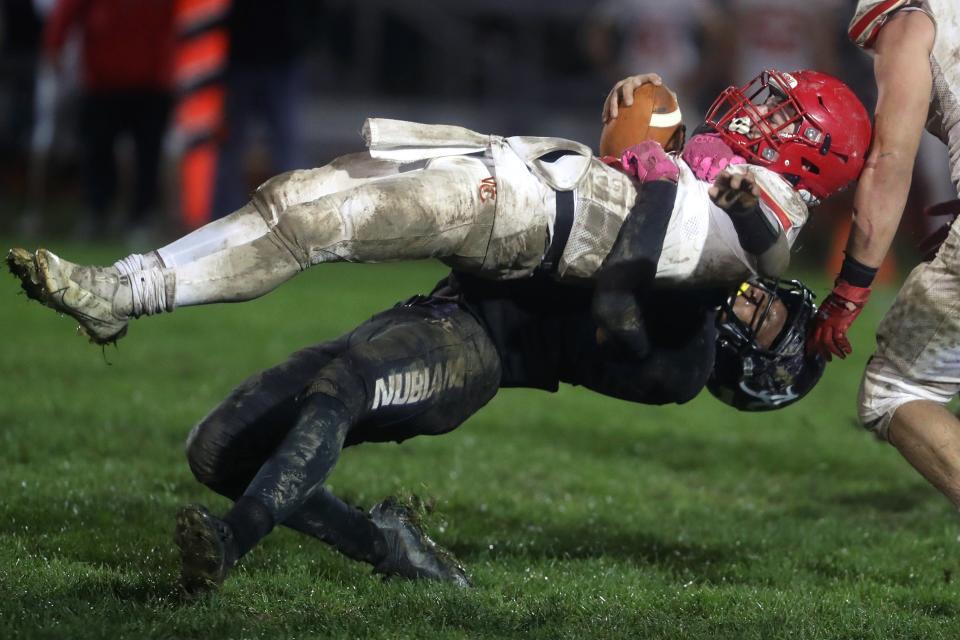 Africentric's Mekhi Johnson plays outside linebacker, defensive back and receiver.