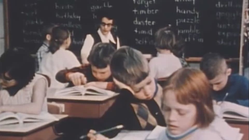 Jane Elliott with her Riceville, Iowa, students in "A Class Divided" documentary. - Frontline/PBS