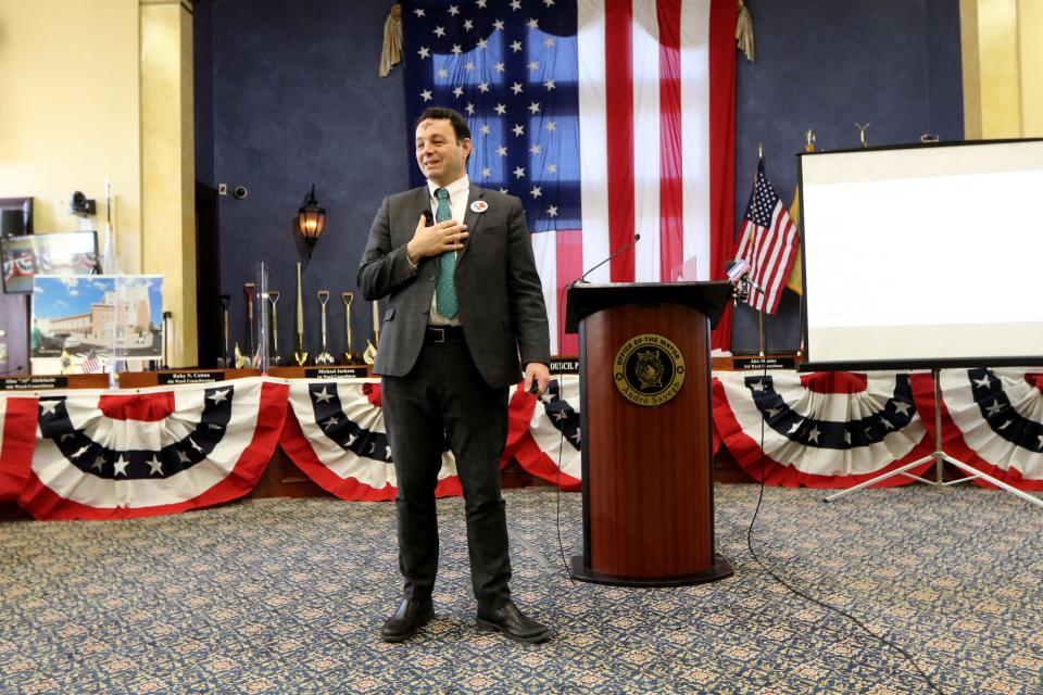 Paterson Mayor, Andre Sayegh gives the State of the City address at city hall on Ash Wednesday, March 2, 2022.