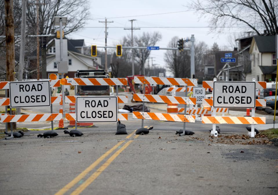 Road work at the intersection North Nickel Plate Avenue and East Main Street in Louisville is expected to be completed this month.