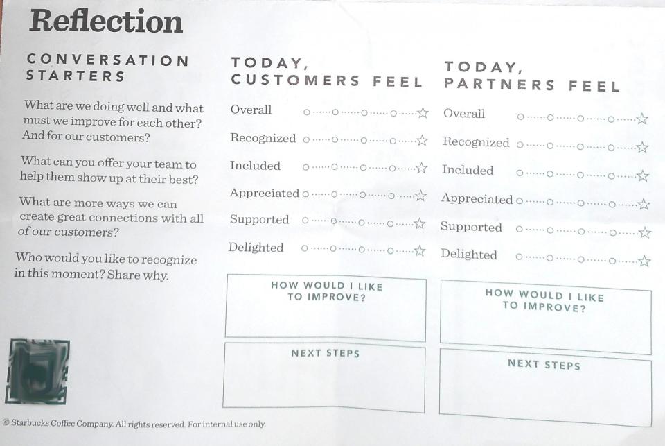 starbucks worksheet