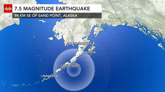 Mag-7.5 earthquake sand point, Alaska