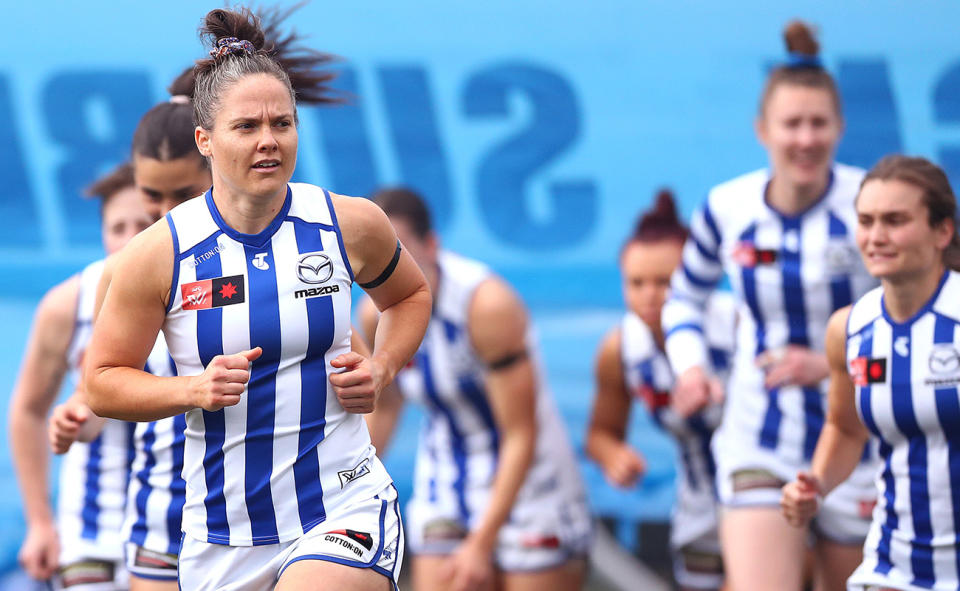 Emma Kearney, pictured here in action for North Melbourne in 2022.