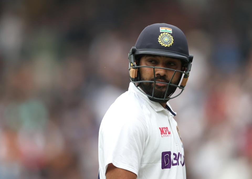 Rohit Sharma of India walks off after losing his wicket (Getty)