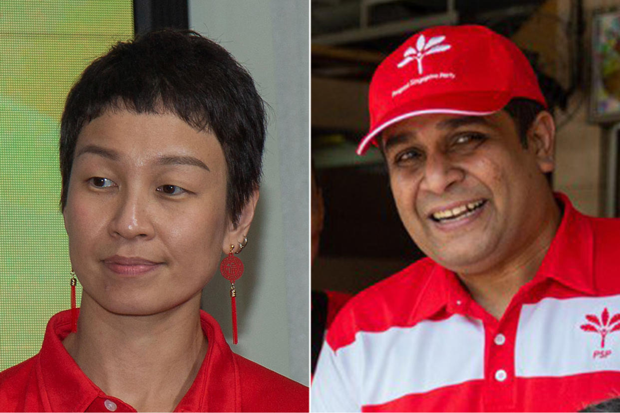 Opposition politicians Ravi Philemon  Michelle Lee (left) and Ravi Philemon have successfully registered Red Dot United as a political party. (PHOTOS: Yahoo News Singapore / Progress Singapore Party Facebook page)