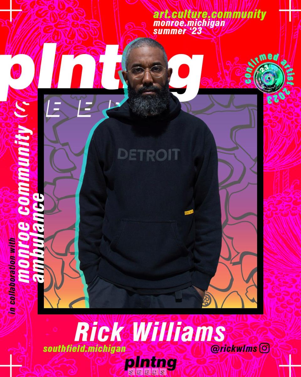 Plntng Seeds and the city of Monroe chose Detroit-based artist and entrepreneur Rick Williams to kick off the second year of the mural initiative. Williams painted the mural at Monroe Community Ambulance's station at East First Street and Conant Avenue.