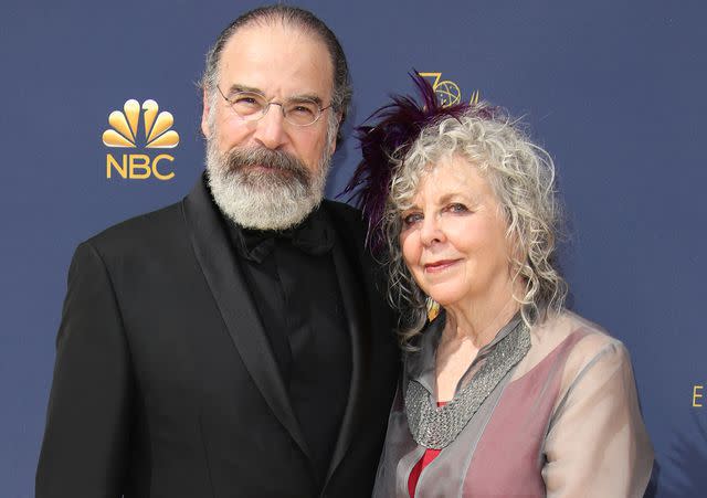 <p>Dan MacMedan/Getty</p> Mandy Patinkin and Kathryn Grody in 2018