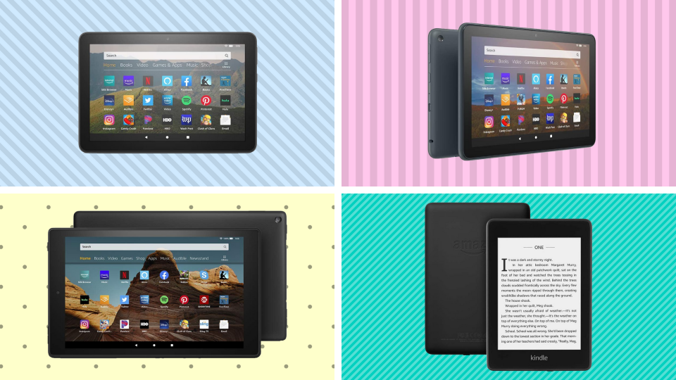 Amazon’s Fire tablets and Kindle e-readers are on sale for a fraction of the price — starting at just $45. (Photo: Amazon)