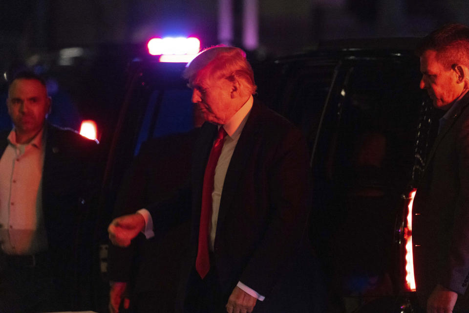 Former President Donald Trump arrives at Trump Tower, late Tuesday, Aug. 9, 2022, in New York. (AP Photo/Yuki Iwamura)