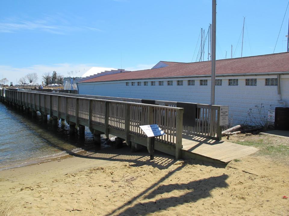 This April 6, 2014 photo shows The Annapolis Maritime Museum, which houses the city’s last oyster-packing plant, in Annapolis, Md. It includes a place for people to launch kayaks and canoes, and it’s one of a number of free things to do in Annapolis. (AP Photo/Brian Witte)