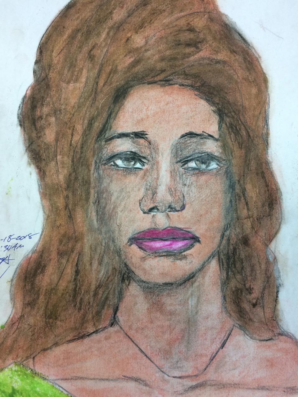 Retrato de una mujer negra de 40 años, asesinada en 1993, dibujado por el asesino en serie confeso Samuel Little. (FBI)