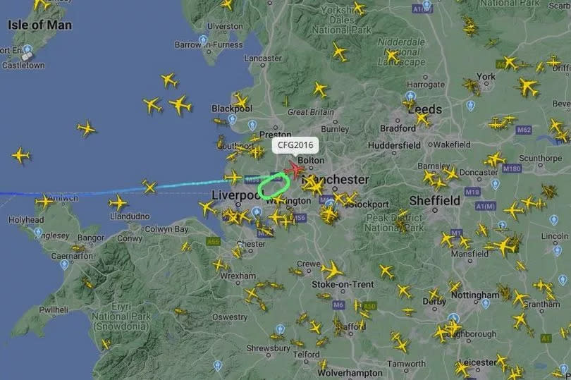 A flight was diverted more than 3,000 miles to Manchester Airport this afternoon.