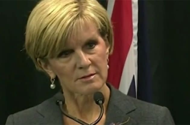 Foreign Minister Julie Bishop stares down a reporter during a press conference in New Zealand. Photo: Supplied