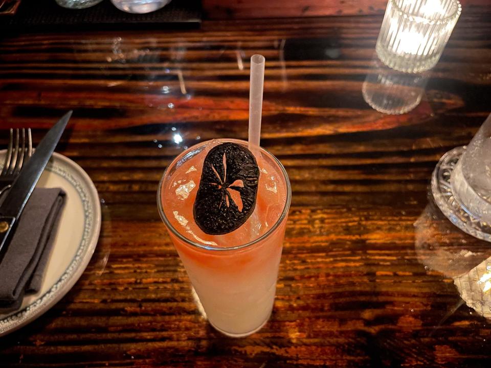 A custom cocktail at the Intimo Restaurante.