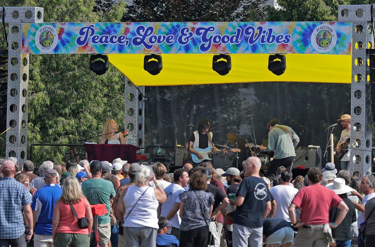 The Heavy Heavy performs on the Lawrence Lawn stage during the 10th annual of Mile of Music festival in Appleton.