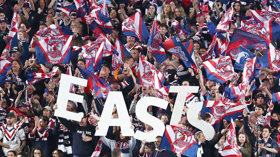 Pictured here, Roosters fans pack the stands at Sydney's ANZ Stadium.