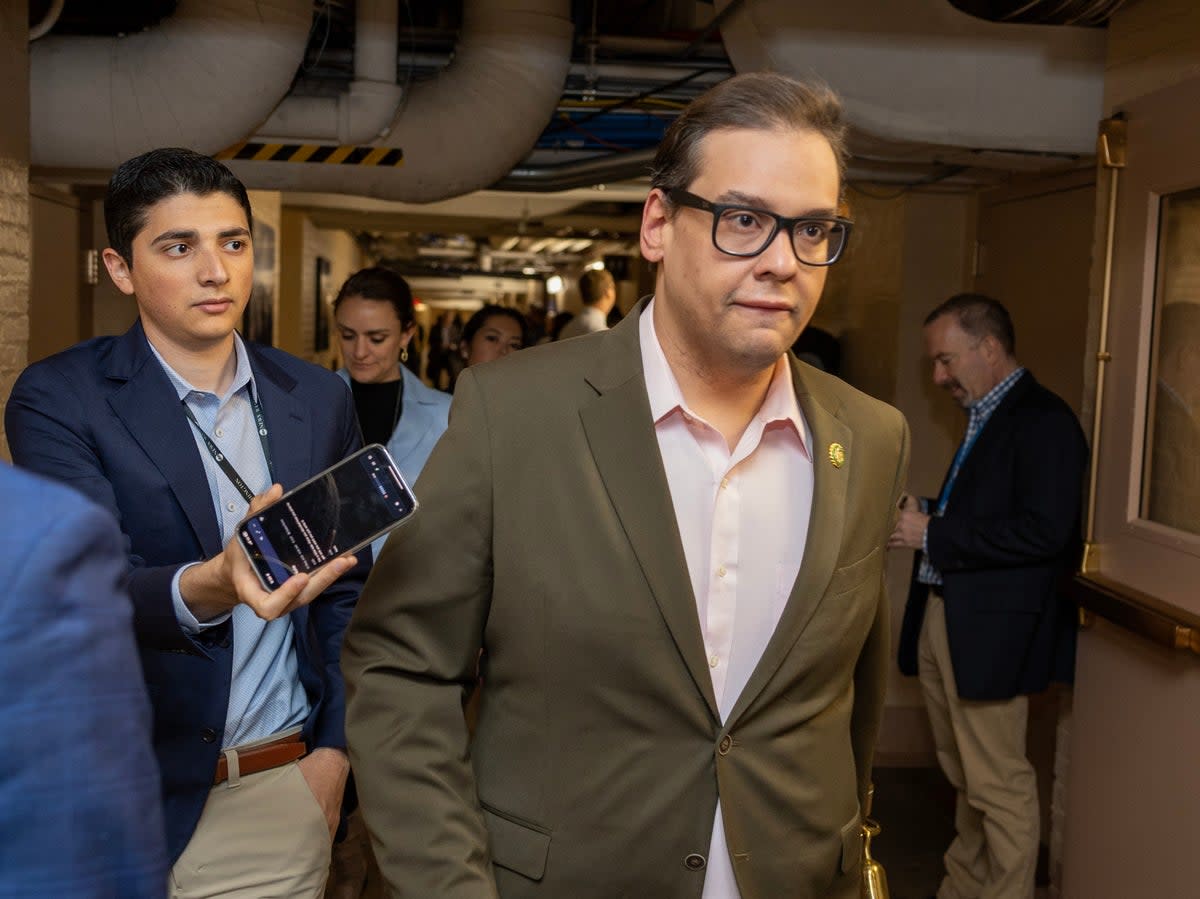 Rep. George Santos is followed by members of the media as he walks in the US Capitol on April 26, 2023 in Washington, DC (Getty Images)