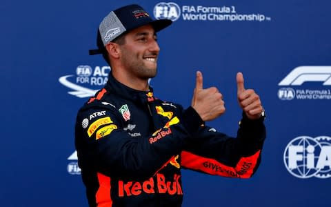 Pole position qualifier Daniel Ricciardo of Australia and Red Bull Racing celebrates in parc ferme during qualifying for the Monaco Formula One Grand Prix at Circuit de Monaco on May 26, 2018 - Credit: GETTY IMAGES