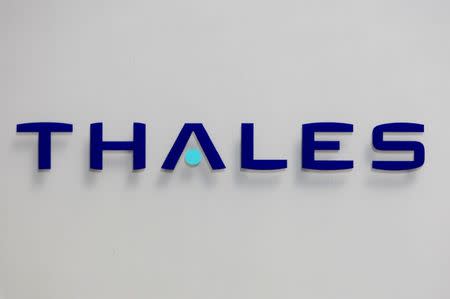 FILE PHOTO - The logo of French defence and electronics group Thales is seen at the company's headquarters in Neuilly, near Paris, May 20, 2008. REUTERS/Charles Platiau/File Photo