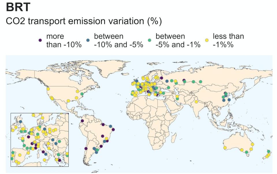 Impact de l’ouverture de nouvelles lignes de transports en commun sur les émissions de gaz à effets de serre liées au transport, après 15 ans. Liotta et Vuguié