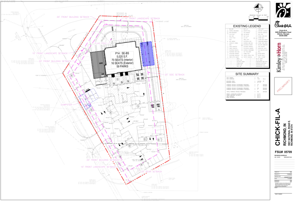 Proposed site plan of a new Chick-fil-A location in Richmond at the former Steak n' Shake at 5901 National Road E.