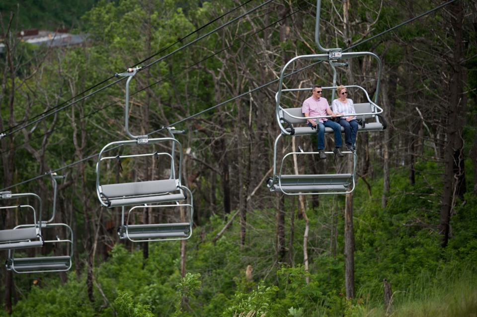 Visitors ride the lift up to Anakeesta in downtown Gatlinburg.