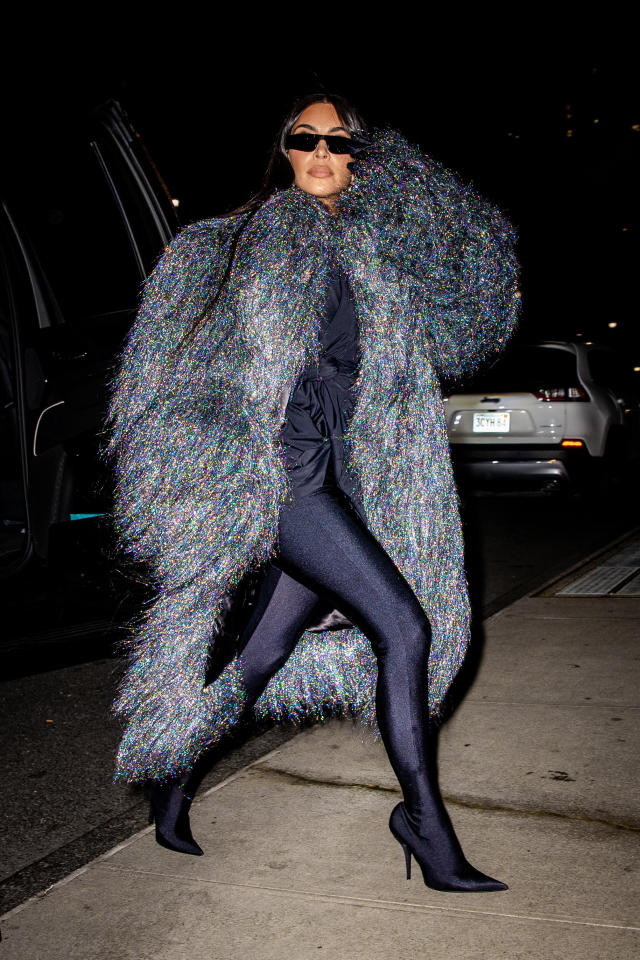 Kim Kardashian Wore A Balenciaga Tinsel Coat To Dinner With The 