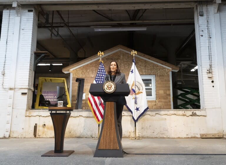 Vice President Kamala Harris speaks Monday, Jan. 24, 2022 at the Wisconsin Regional Training Partnership