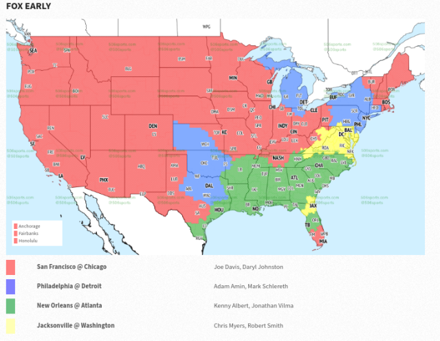 Week 6 NFL TV maps and schedule