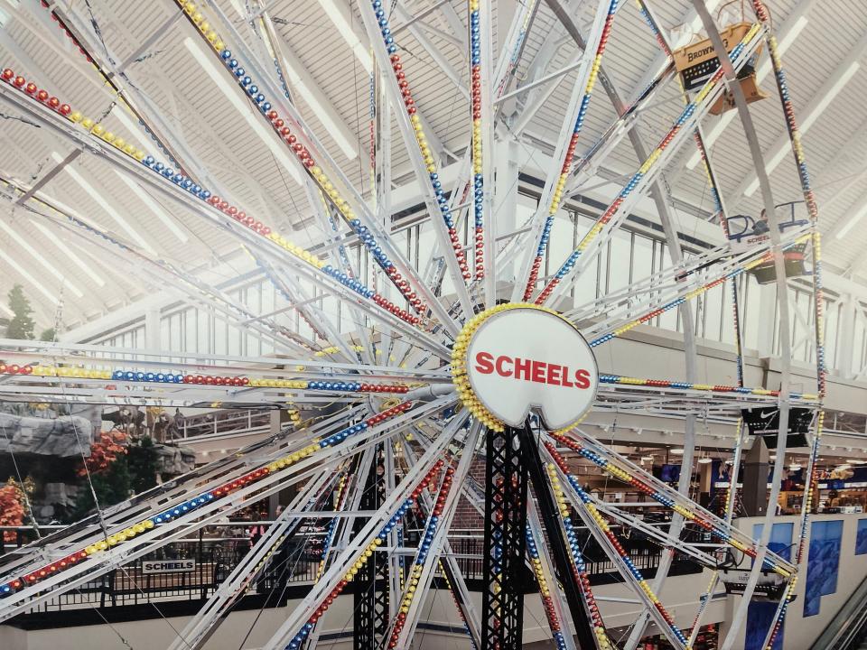 The Scheels store in Chandler will feature a Ferris wheel like this one, shown in a photograph displayed at the store's dedication March 31, 2023.