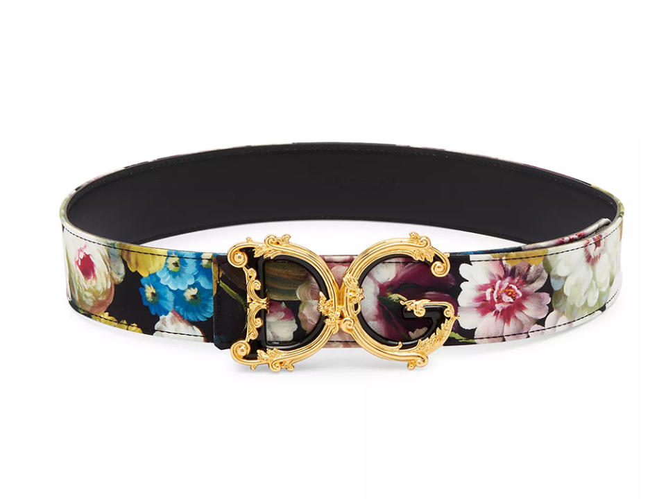 Dolce & Gabbana Baroque Floral Leather Belt