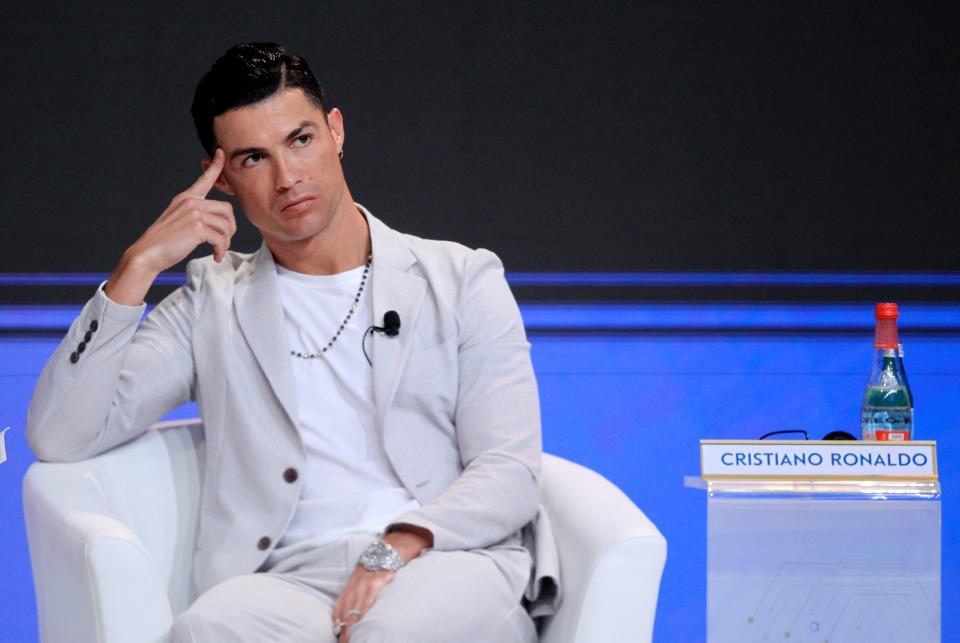 Soccer Football - Dubai Globe Soccer Awards - Madinat Jumeirah Resort, Dubai, United Arab Emirates - December 28, 2019   Juventus' Cristiano Ronaldo during a press conference   REUTERS/Satish Kumar Subramani