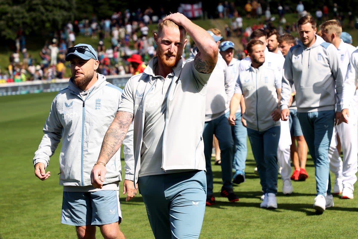 Ben Stokes leaves the field after England’s narrow defeat in Wellington (Getty Images)