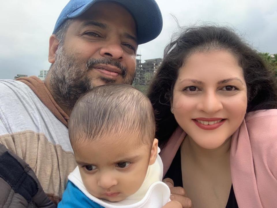 Nidhi Parmar with her husband cum director Tushar and their adorable baby boy.