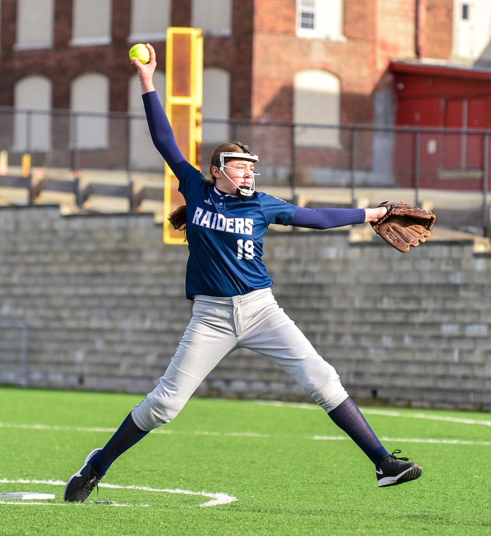 Somerset Berkley’s Gabriella Nugent delivers a pitch during a recent game against Durfee.
