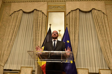Belgium's Prime Minister Charles Michel holds a news conference in Brussels, Belgium December 8, 2018. REUTERS/Eric Vidal