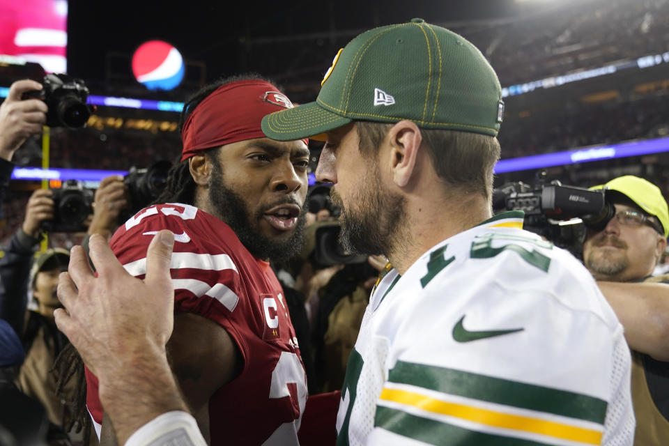 San Francisco 49ers cornerback Richard Sherman and Green Bay Packers quarterback Aaron Rodgers have expressed issues with the new CBA. (AP Photo/Tony Avelar, Archivo)