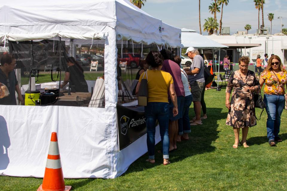 According to recent board agendas, the College of the Desert Board has discussed multiple properties near its campus in Indio, Calif., including one parcel that has become the Sunday farmers market, photographed on April 3, 2022.