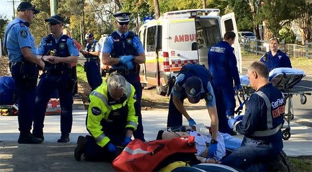 Police and paramedics at the scene. Photo: CareFlight