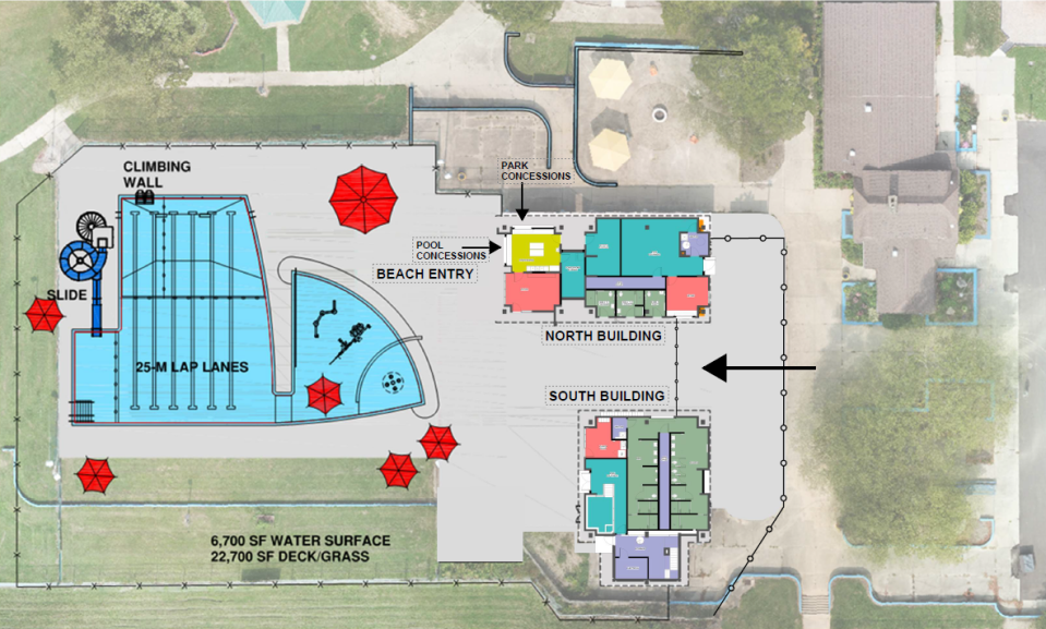This diagram illustrates how the pool area at Reservoir Park in Akron's Goodyear Heights neighborhood will be laid out as a result of upcoming renovations.