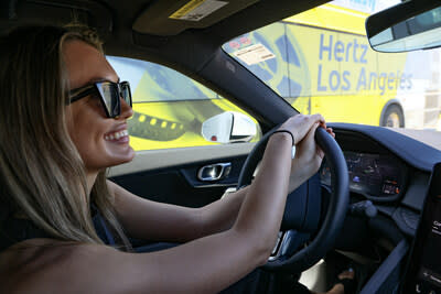 Today Hertz kicked off one of the country’s largest Electric Vehicle test drives at the company’s LAX location. Drivers had the chance to test drive an EV and see the newest EV models showcased by Tesla, General Motors, Polestar and Kia. Additional in-person test drives are being planned at Hertz locations across the U.S. later this year.