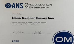 American Nuclear Society Acknowledges NANO Nuclear Energy Inc. as a Member