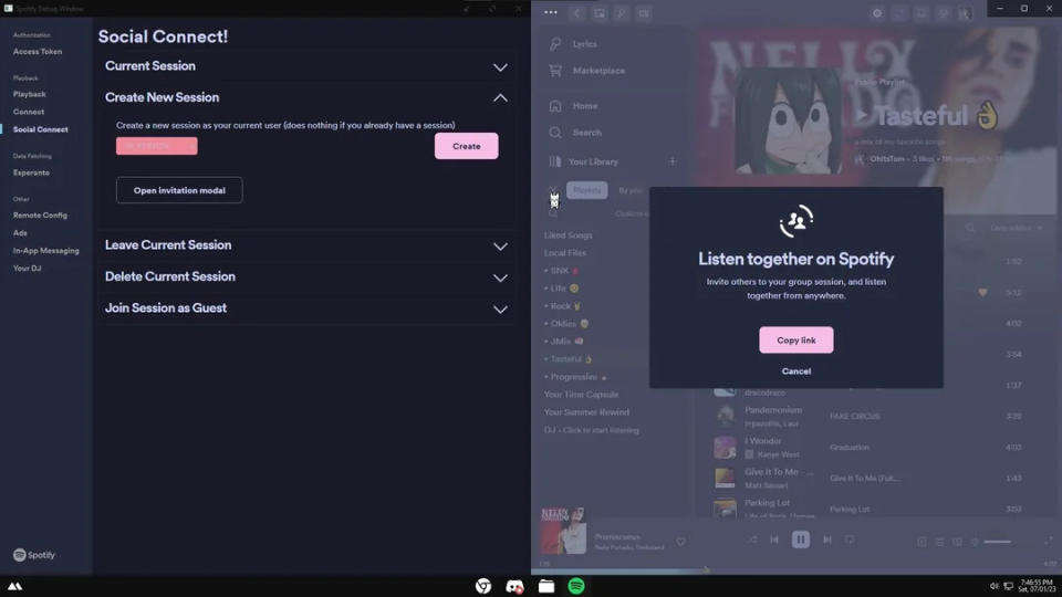 Spotify Group Session on Desktop