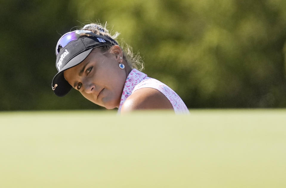 Lexi Thompson of the United States looks on during the third round of The Ascendant LPGA benefiting Volunteers of America at Old American Golf Club on October 07, 2023 in The Colony, Texas. (Photo by Sam Hodde/Getty Images)