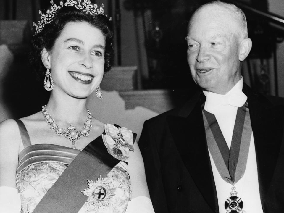 President Dwight D Eisenhower and Queen Elizabeth II.