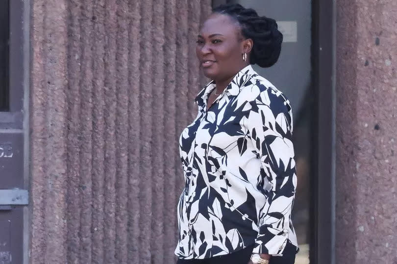 Gloria Mayele, convicted of infanticide, leaves court in Liverpool today