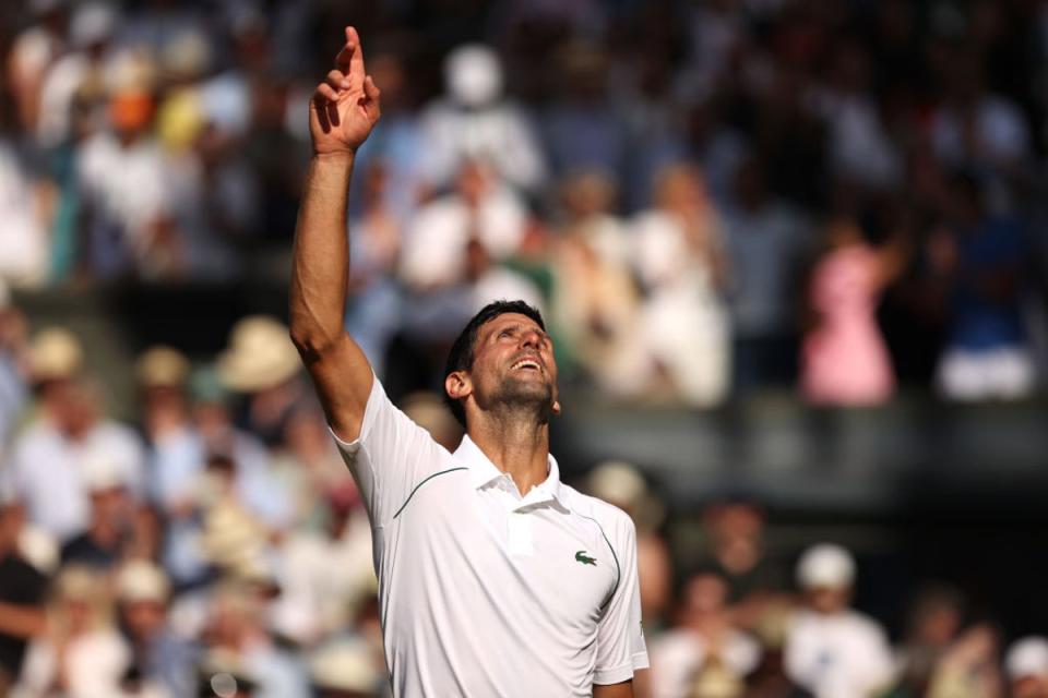 Djokovic moves one behind Roger Ferderer’s men’s Wimbledon record (Getty Images)