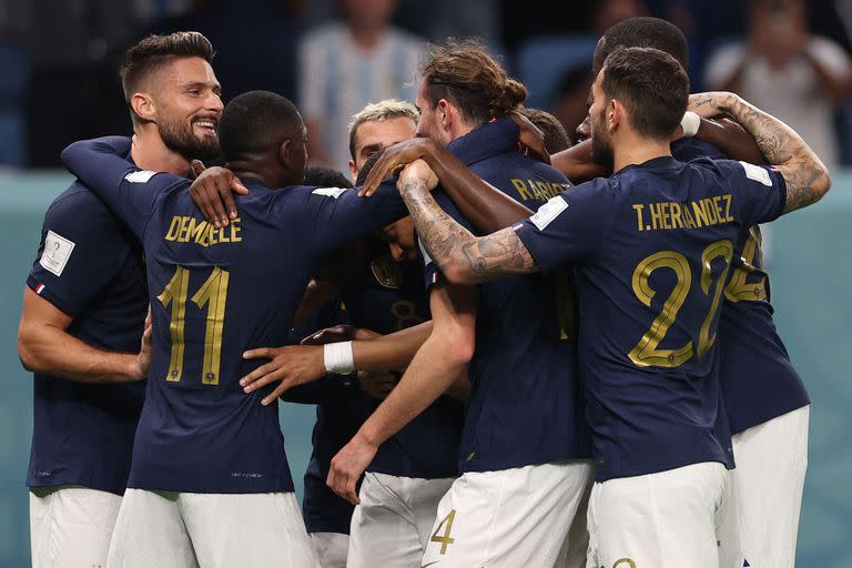 Festejo de la selección de Francia durante el partido frente a Australia, en el Mundial de Qatar